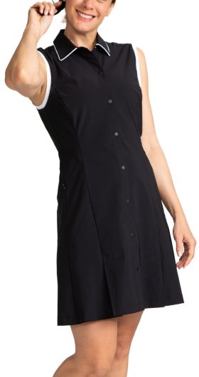 KINONA Womens Coming In Hot Sleeveless Golf Dress - Black, Size: Small