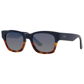 Maui Jim Valley Isle Glass Polarized Sunglasses - Navy Tortoise/Dual Blue to Silver Mirror