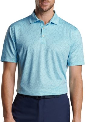 Peter Millar Birdie Time Performance Jersey Men's Golf Polo - Blue, Size: Small