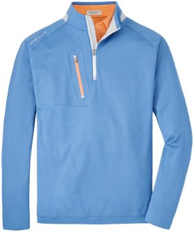 Peter Millar Verge Performance Quarter Zip Men's Golf Pullover - Blue, Size: Small