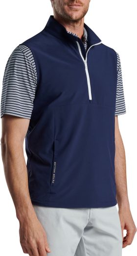 Peter Millar Windward Half-Zip Men's Golf Vest - Blue, Size: Small