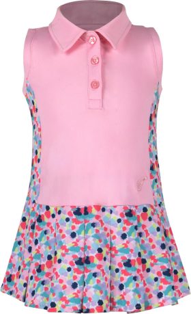 Turtles & Tees Infant & Toddler Girls Mini Naomi Pleated Drop Waist Sleeveless Golf Dress - Pink, Size: 2T