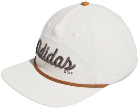 adidas Five-Panel Script Golf Hat - White, Size: One Size