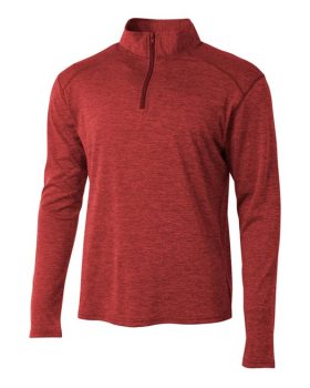 A4 Men's Inspire Quarter Zip Long Sleeve Tennis Warm-Up Top (Red)