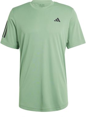 Adidas Men's Club-3 Stripe Tennis Tee (Preloved Green)