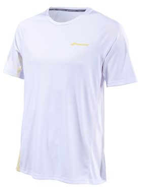 Babolat Men's Performance Crew Neck Tennis Tee (White/Dark Yellow)