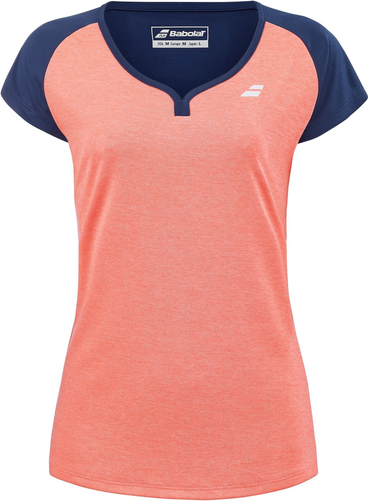 Babolat Women's Play Cap Sleeve Tennis Top (Fluo Strike/Estate Blue)