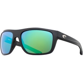 Costa Broadbill 580G Polarized Sunglasses Matte Black Frame/Green Mirror, One Size