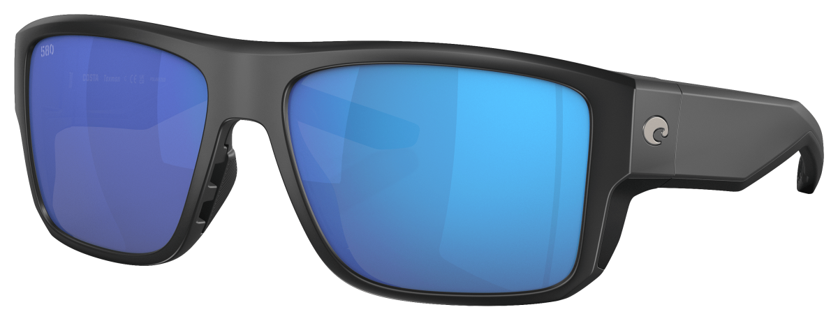 Costa Del Mar Taxman 580G Glass Polarized Sunglasses - Matte Black/Blue Mirror - Large