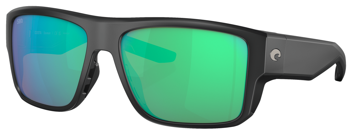 Costa Del Mar Taxman 580G Glass Polarized Sunglasses - Matte Black/Green Mirror - Large