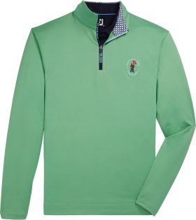 FootJoy 2024 U.S. Open Solid Quarter-Zip Mid-Layer Men's Golf Pullover - Green - Green, Size: Medium