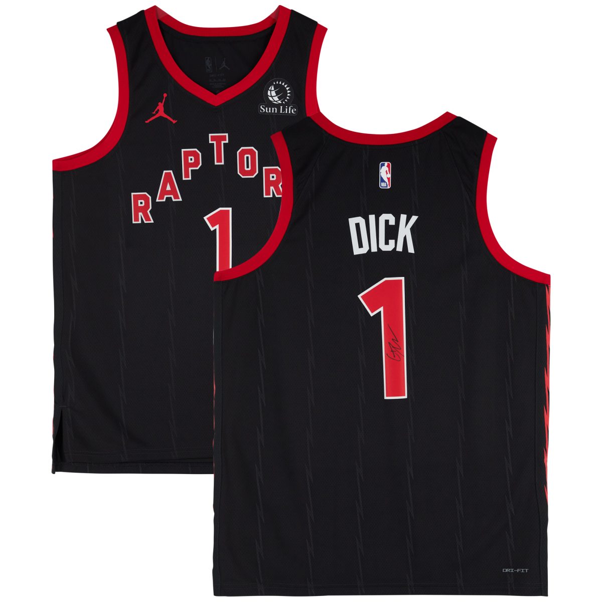 Gradey Dick Toronto Raptors Autographed Black Jordan Brand Statement Edition Swingman Jersey