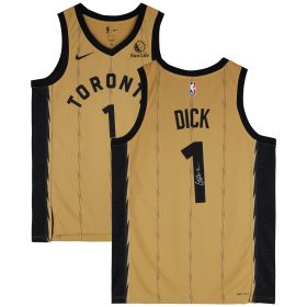 Gradey Dick Toronto Raptors Autographed Gold Nike 2023-24 City Edition Swingman Jersey