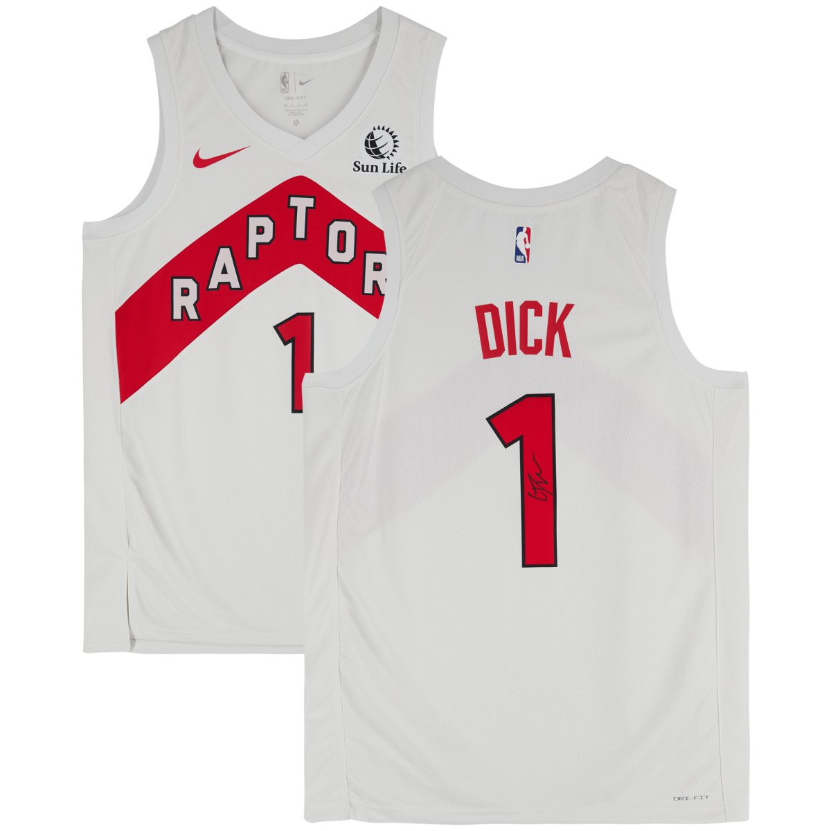 Gradey Dick Toronto Raptors Autographed White Nike Association Edition Swingman Jersey