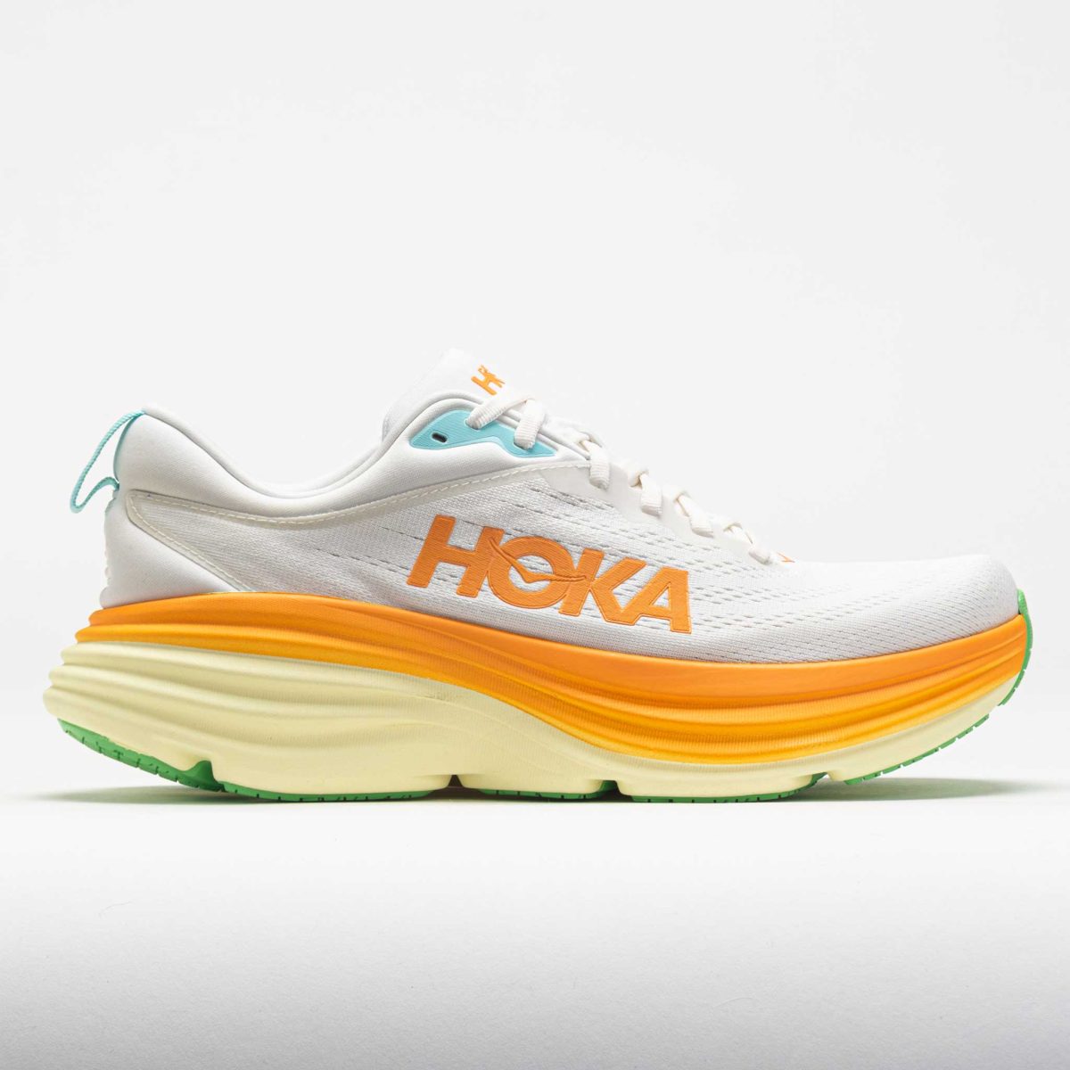 HOKA Bondi 8 Men's Running Shoes Blanc de Blanc/Solar Flare