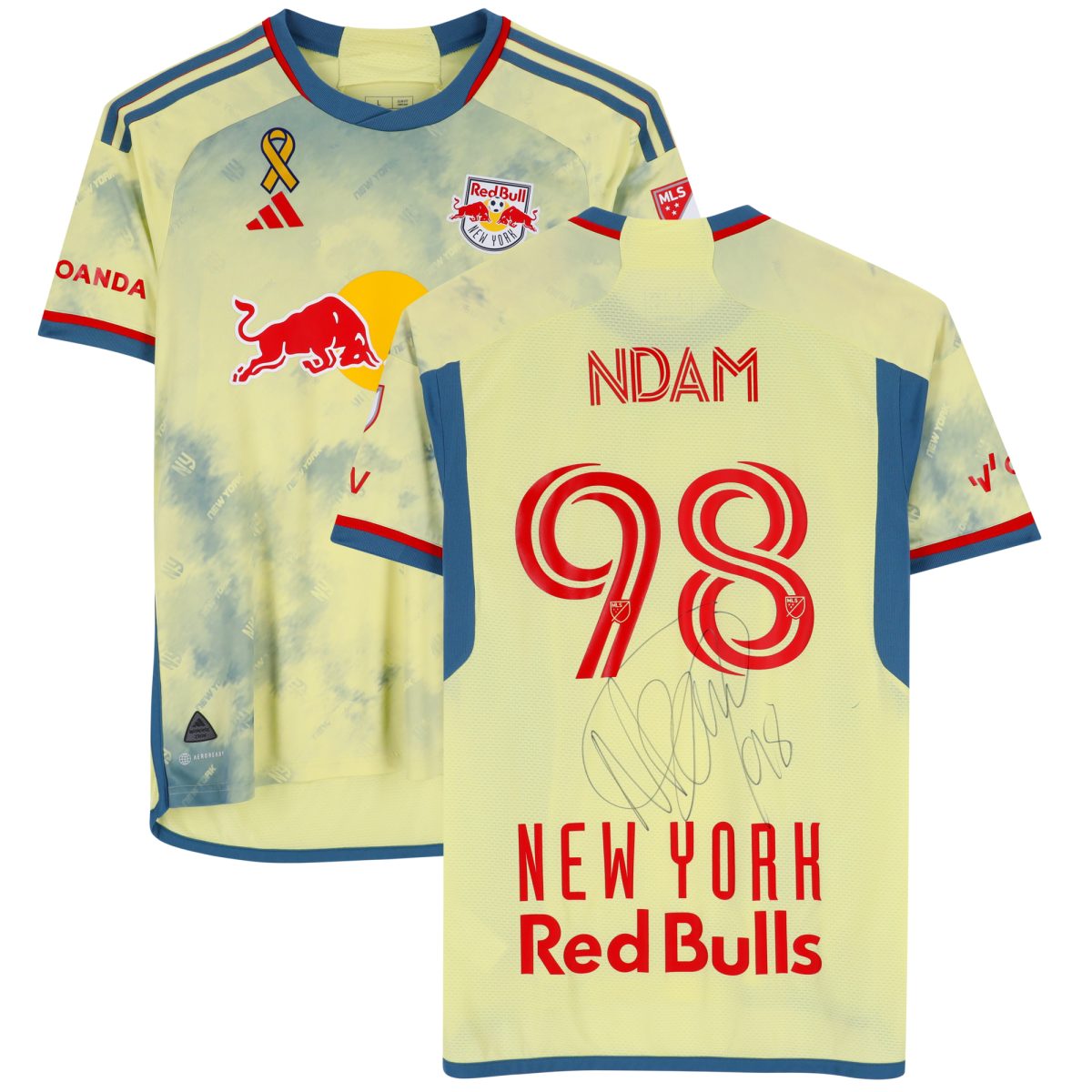 Hassan Ndam New York Red Bulls Autographed Fanatics Authentic Match-Used #98 Yellow Jersey from the 2023 MLS Season