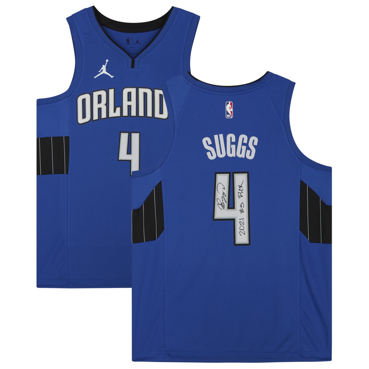 Jalen Suggs Orlando Magic Autographed Jordan Brand Blue Statement Jersey with "2021 #5 Draft Pick" Inscription