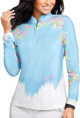 Jamie Sadock Womens Trellis Sunsense Long Sleeve Golf Top - Multicolor, Size: Medium