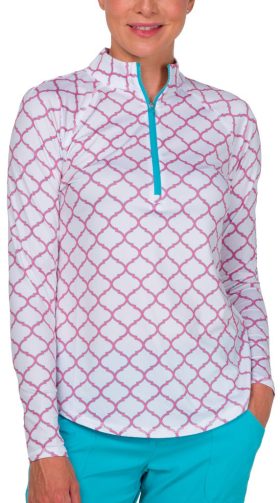 JoFit Womens Printed UV Mock Long Sleeve Golf Top - Multicolor, Size: X-Small