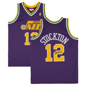 John Stockton Utah Jazz Autographed Mitchell & Ness 1991-92 Purple Swingman Jersey