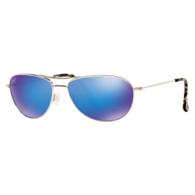 Maui Jim Baby Beach Polarized Sunglasses - Silver/Blue Hawaii Mirror - Medium