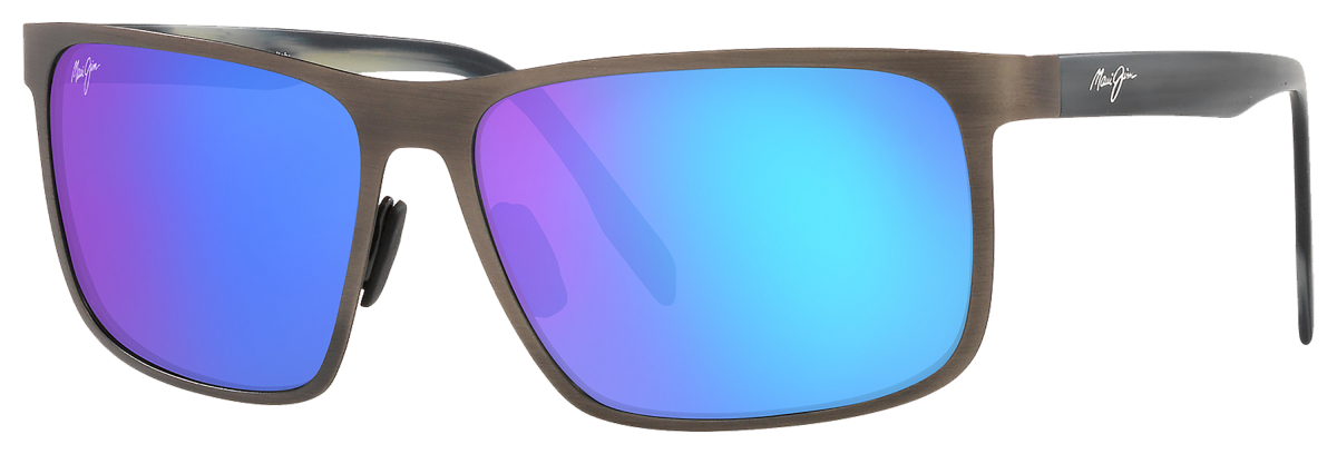Maui Jim Wana Glass Polarized Sunglasses - Brushed Dark Gunmetal/Blue Mirror - X-Large