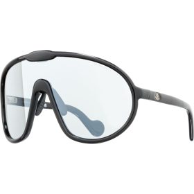 Moncler Grenoble Halometre Shield Sunglasses Shiny Black/Smoke Mirror, One Size