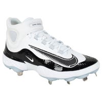 Nike Alpha Huarache Elite 4 Mid Men's Metal Baseball Cleats - 2024 Model in White/Black Blue Size 10.5