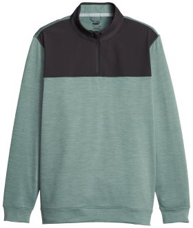 PUMA CLOUDSPUN Colorblock 1/4 Zip Men's Golf Pullover - Green, Size: Small