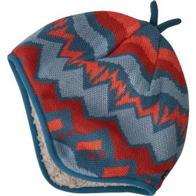 Patagonia Baby Reversible Beanie - Infants' Lofoten Geo Knit: Wavy Blue, 12M