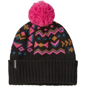 Patagonia Powder Town Pom Beanie - Kids' Wandering Woods Knit: Pitch Blue, One Size