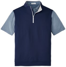 Peter Millar Galway Stretch Loop Terry Quarter-Zip Men's Golf Vest - Blue, Size: Small