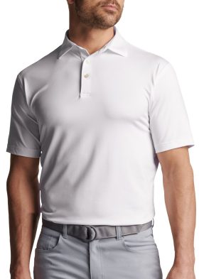 Peter Millar Solid Performance Jersey Sean Self-Collar Men's Golf Polo - White, Size: Small