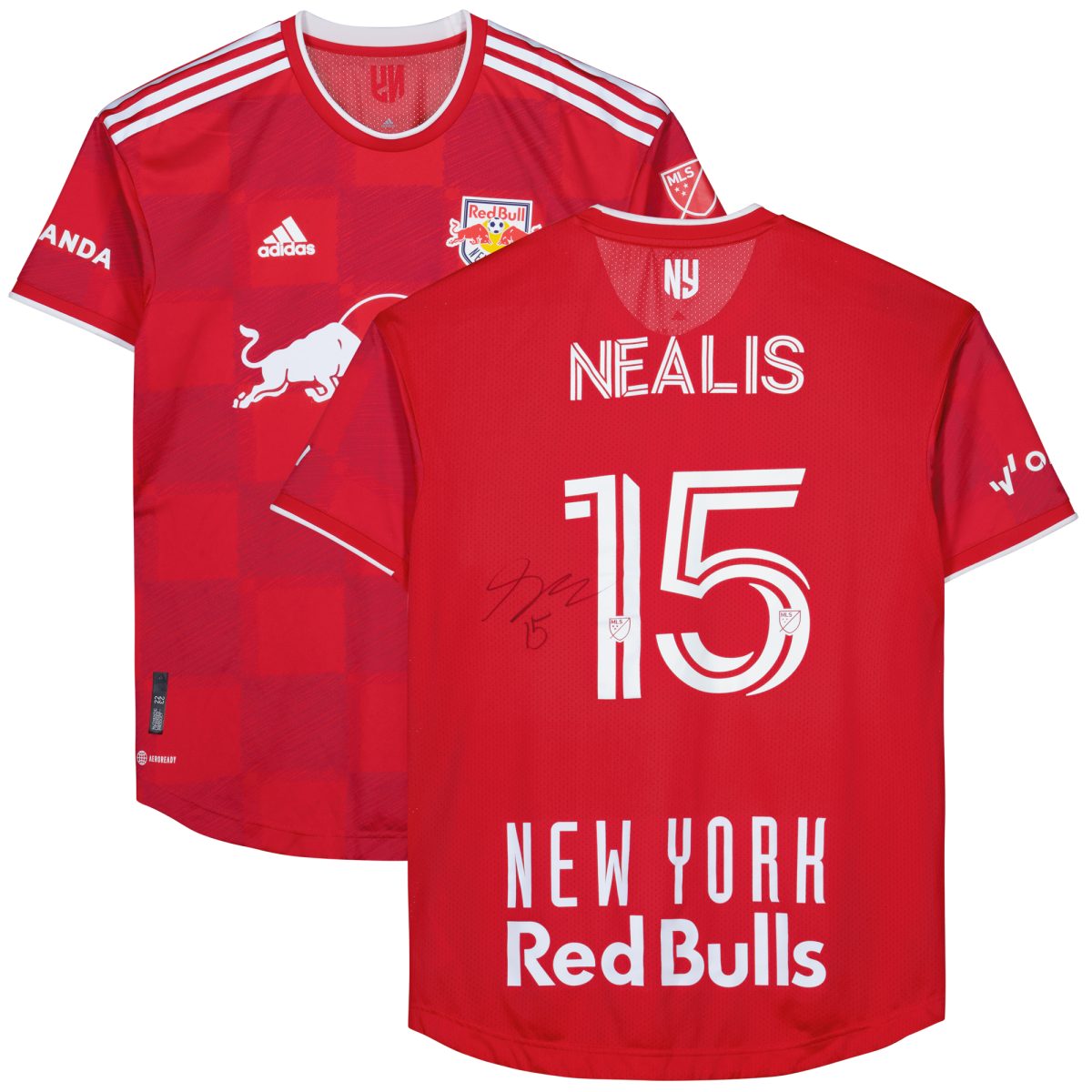 Sean Nealis New York Red Bulls Autographed Fanatics Authentic Match-Used #15 Red Jersey from the 2023 MLS Season