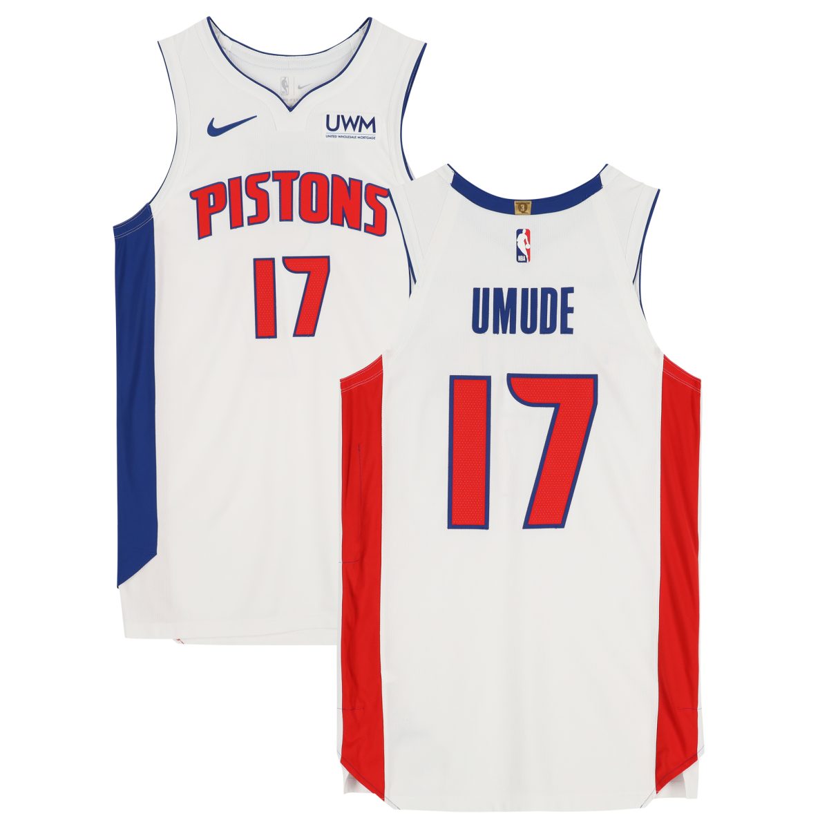 Stanley Umude Detroit Pistons Game-Used #17 White Jersey vs. Miami Heat on March 17, 2024 - Size 48+4