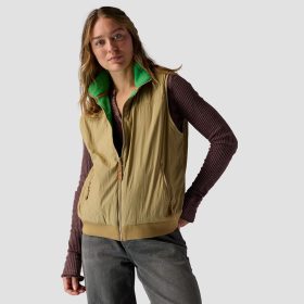 Stoic Reversible Polar Fleece Vest - Women's Green Bee/Kelp, S