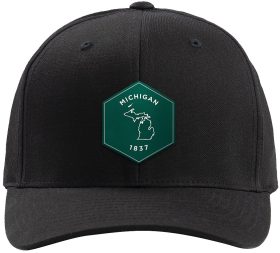 TravisMathew Eclipse Michigan Patch Snapback Men's Golf Hat - Green and White - Black