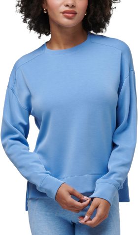 TravisMathew Womens Lacewings Skyloft Crewneck Golf Pullover - 4CRB CNFLR BLUE - XS