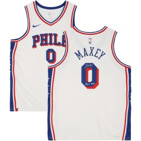 Tyrese Maxey Philadelphia 76ers Autographed White Nike Association Swingman Jersey with "Mad Max" Inscription