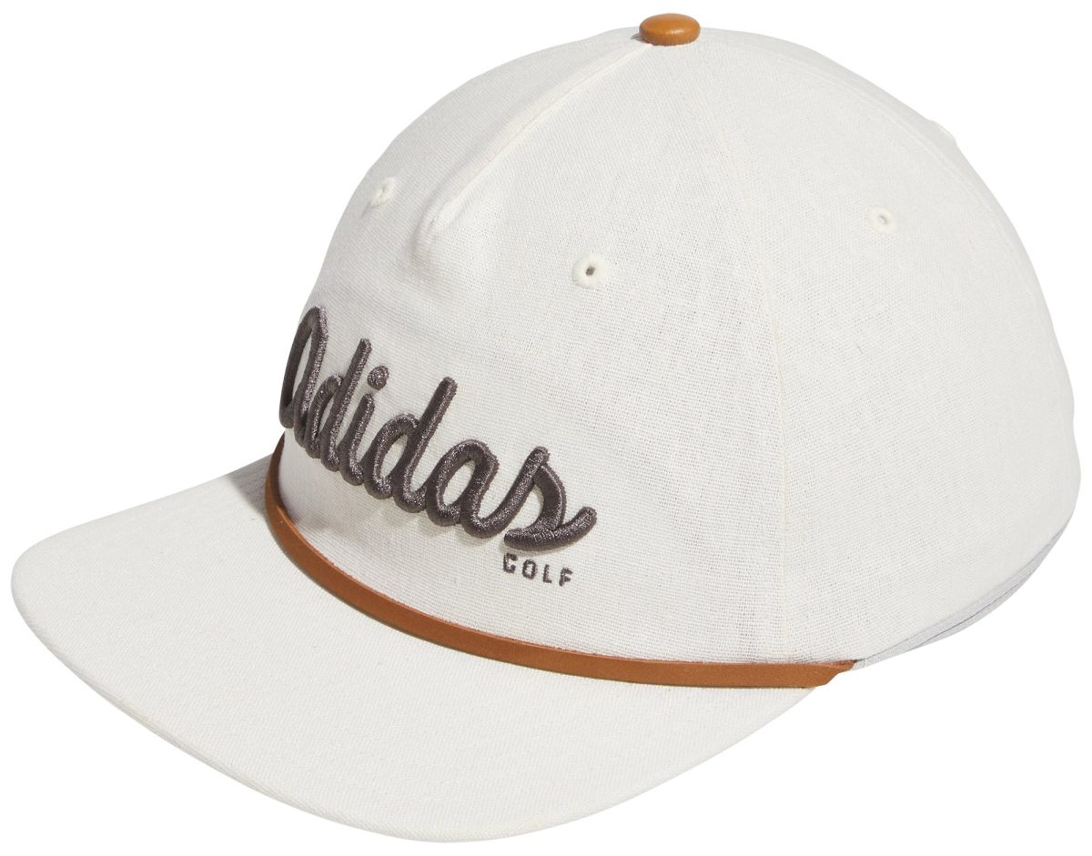 adidas Five-Panel Script Golf Hat - White, Size: One Size