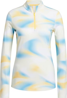 adidas Womens Ultimate365 Printed Quarter-Zip Mock Golf Pullover - Multicolor, Size: Small