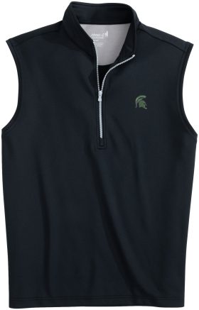 johnnie-O Michigan State Spartans Dave 1/4 Zip Performance Men's Golf Vest - Black, Size: Small