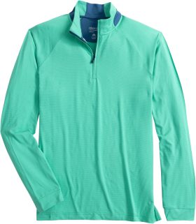 johnnie-O Steffen Striped Performance 1/4 Zip Men's Golf Pullover - Green, Size: Large