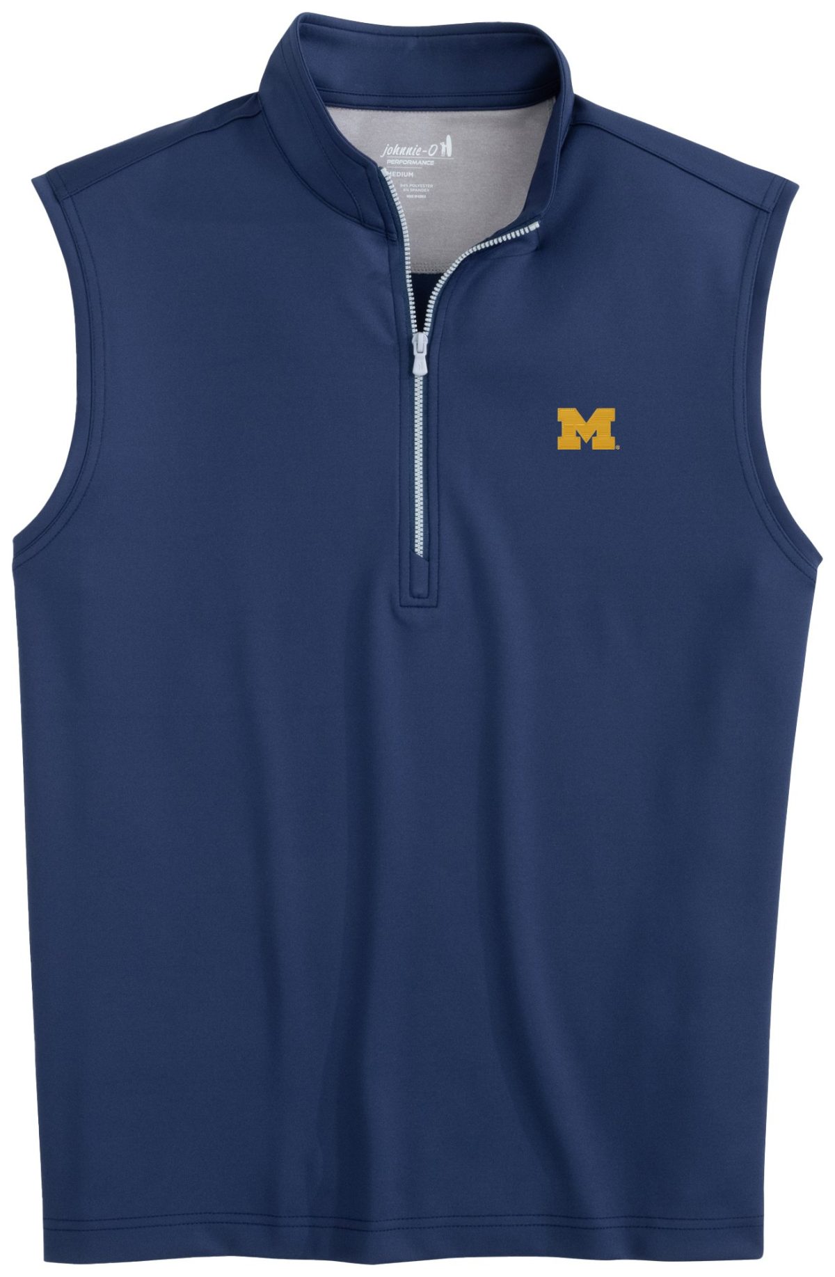 johnnie-O University of Michigan Dave 1/4 Zip Performance Men's Golf Vest - Blue, Size: Medium