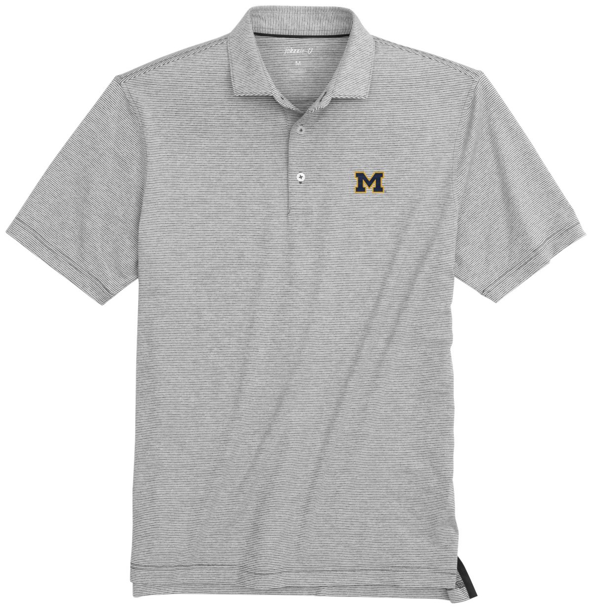 johnnie-O University of Michigan Lydon Striped Jersey PREP-FORMANCE Men's Golf Polo - Grey, Size: Small