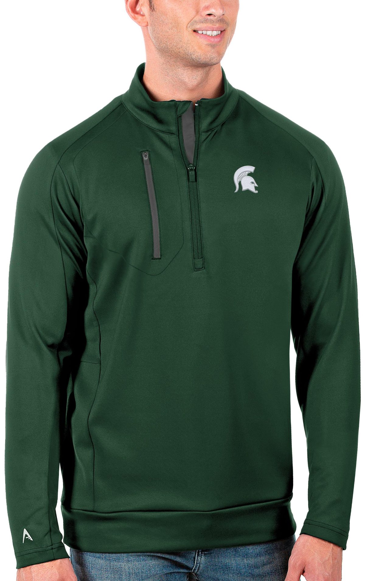 Antigua Michigan State Spartans Generation Men's Golf Pullover - Embroidered Logo - Green, Size: Small