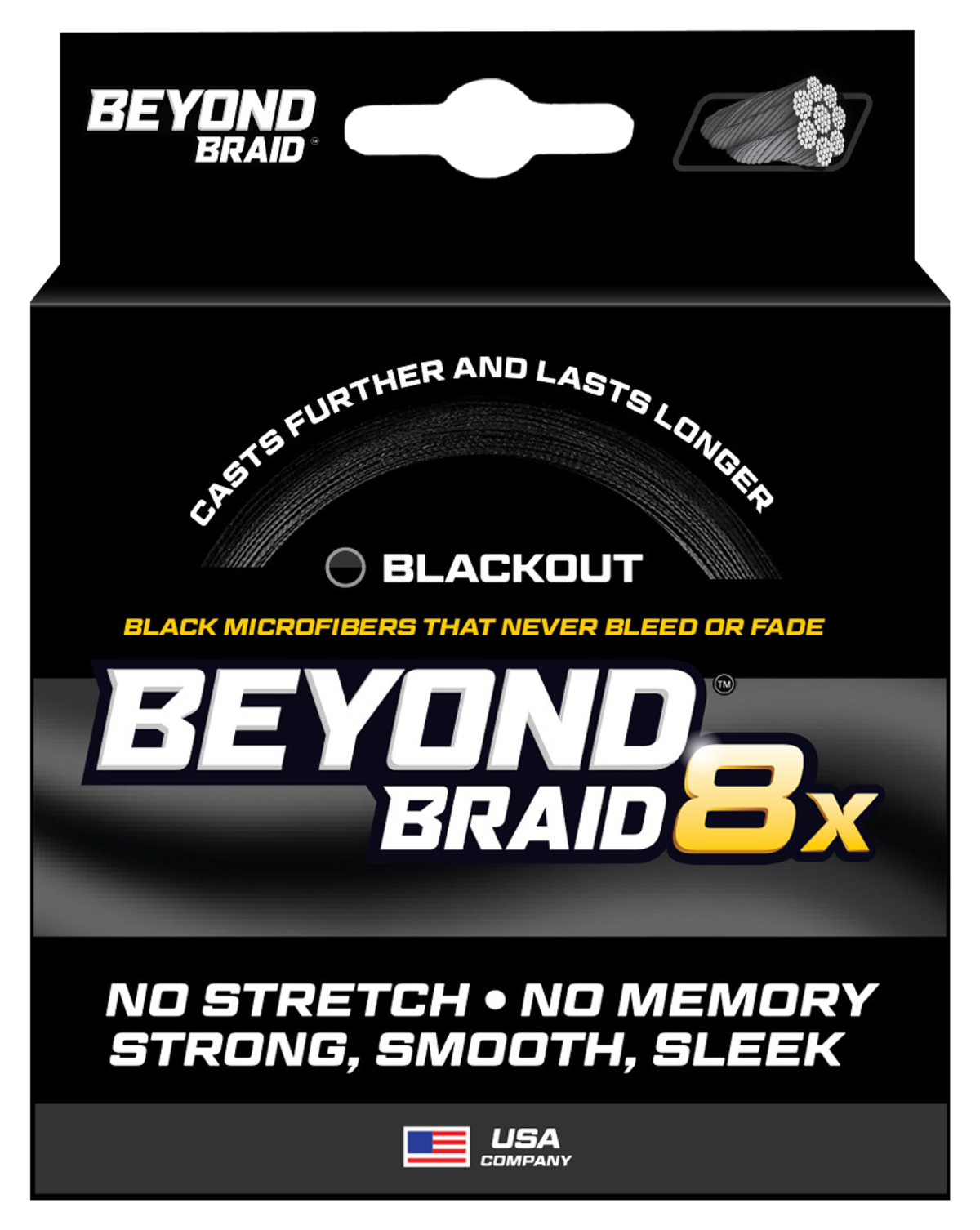 Beyond Braid 8X Ultra Performance 8-Strand Fishing Line - Blackout - No Fade - 2000 Yards - 80 Lb. Test