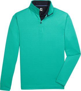 FootJoy Tonal Pinwheel Print Mid-Layer Men's Golf Pullover - Emerald - Green, Size: Medium