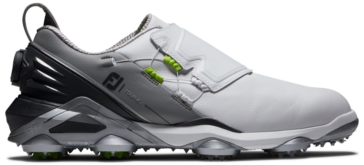 FootJoy Tour Alpha BOA Golf Shoes - White/Grey/Lime - 10 - M