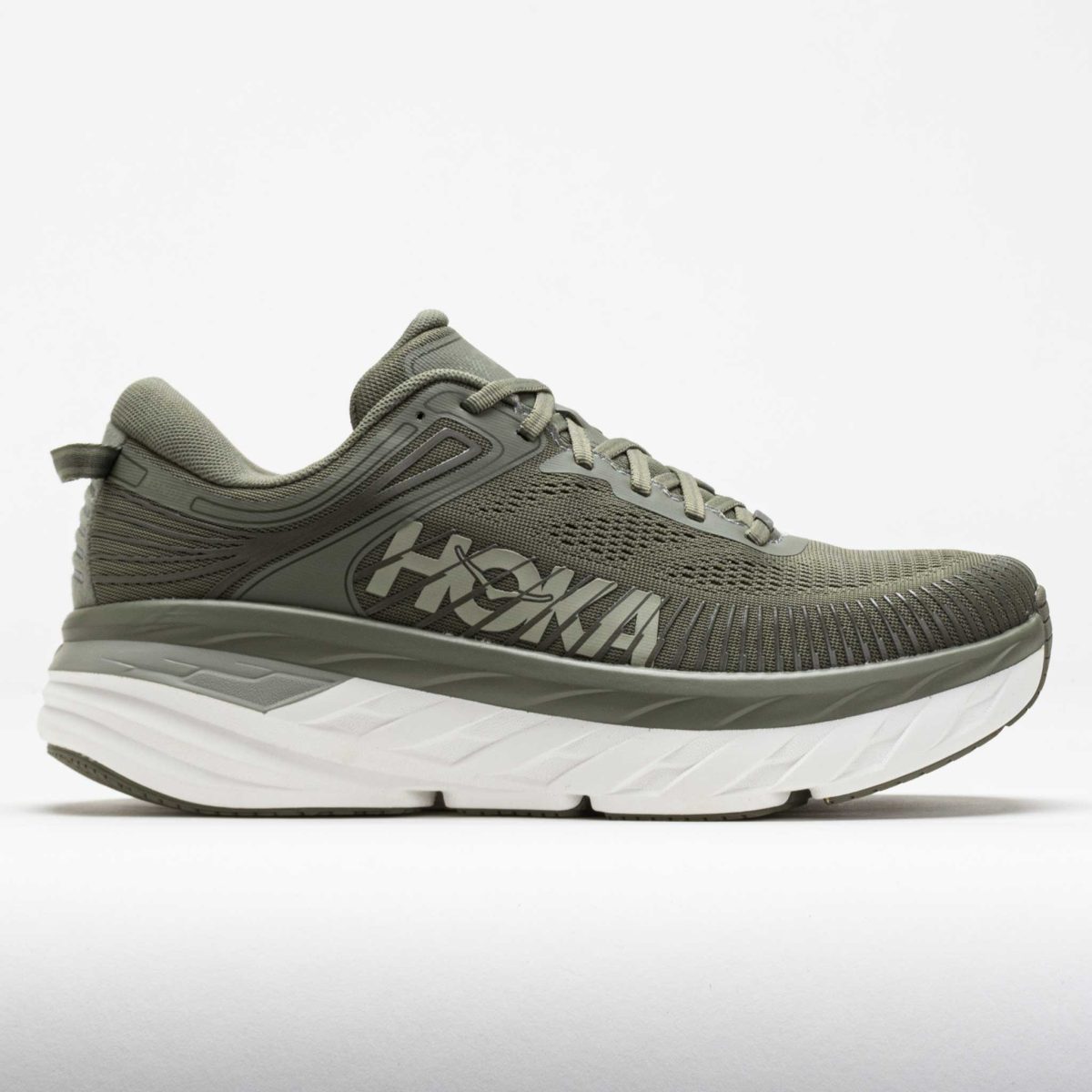 HOKA Bondi 7 Men's Running Shoes Olive Haze/White